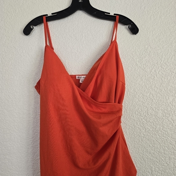 Derek Heart NWT Faux Wrap Orange Asymetrical Midi Dress XL - Picture 3 of 7